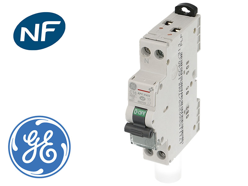 Disjoncteur modulaire phase neutre 4.5kA General Electric