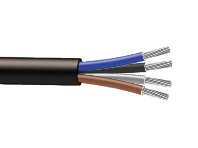 Cable aluminium AR2V 4X (marron / noir / gris / bleu) à la coupe