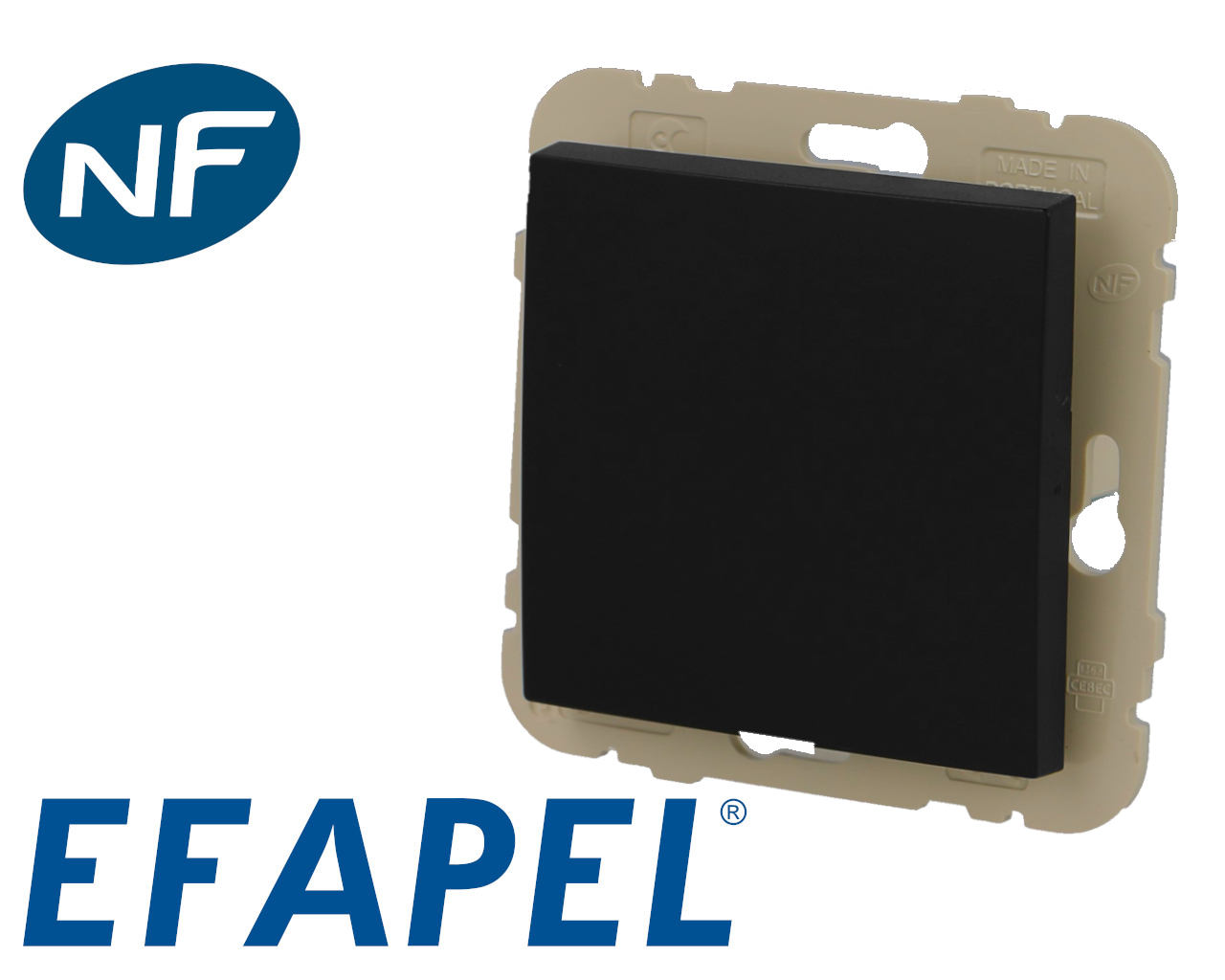 Poussoir simple noir mat Efapel Logus 90