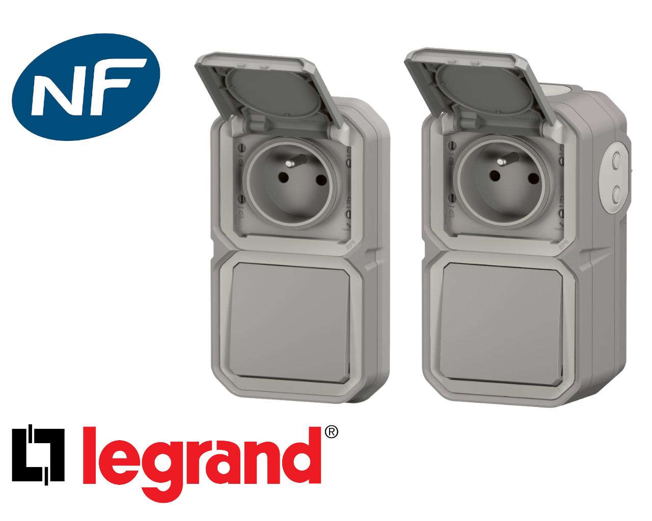 Interrupteur va-et-vient + prise 16A 2P+T Legrand Plexo™ 