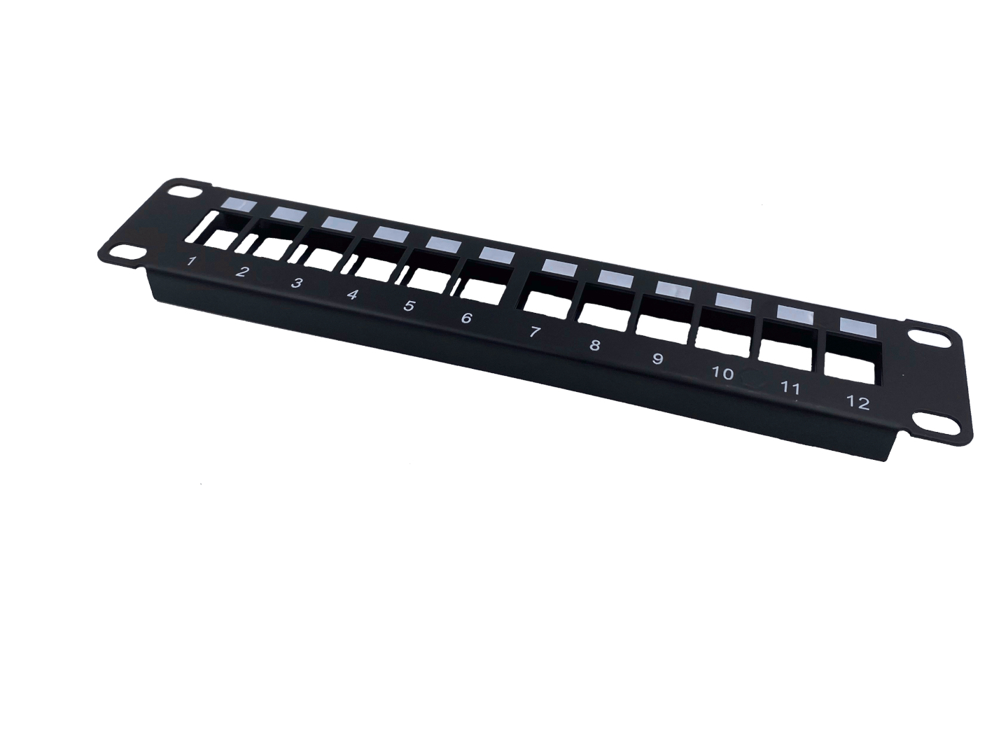 Panneau 12 ports pour RJ45 1 unité, vide, pour baie 10"