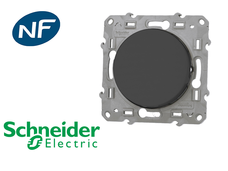 Bouton poussoir simple 10A Schneider Odace noir