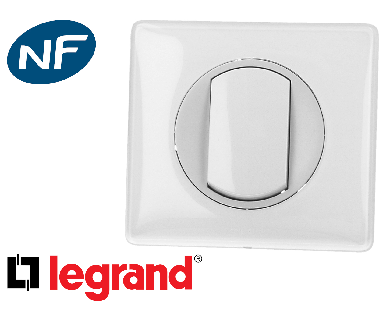 Poussoir simple blanc Legrand Céliane complet