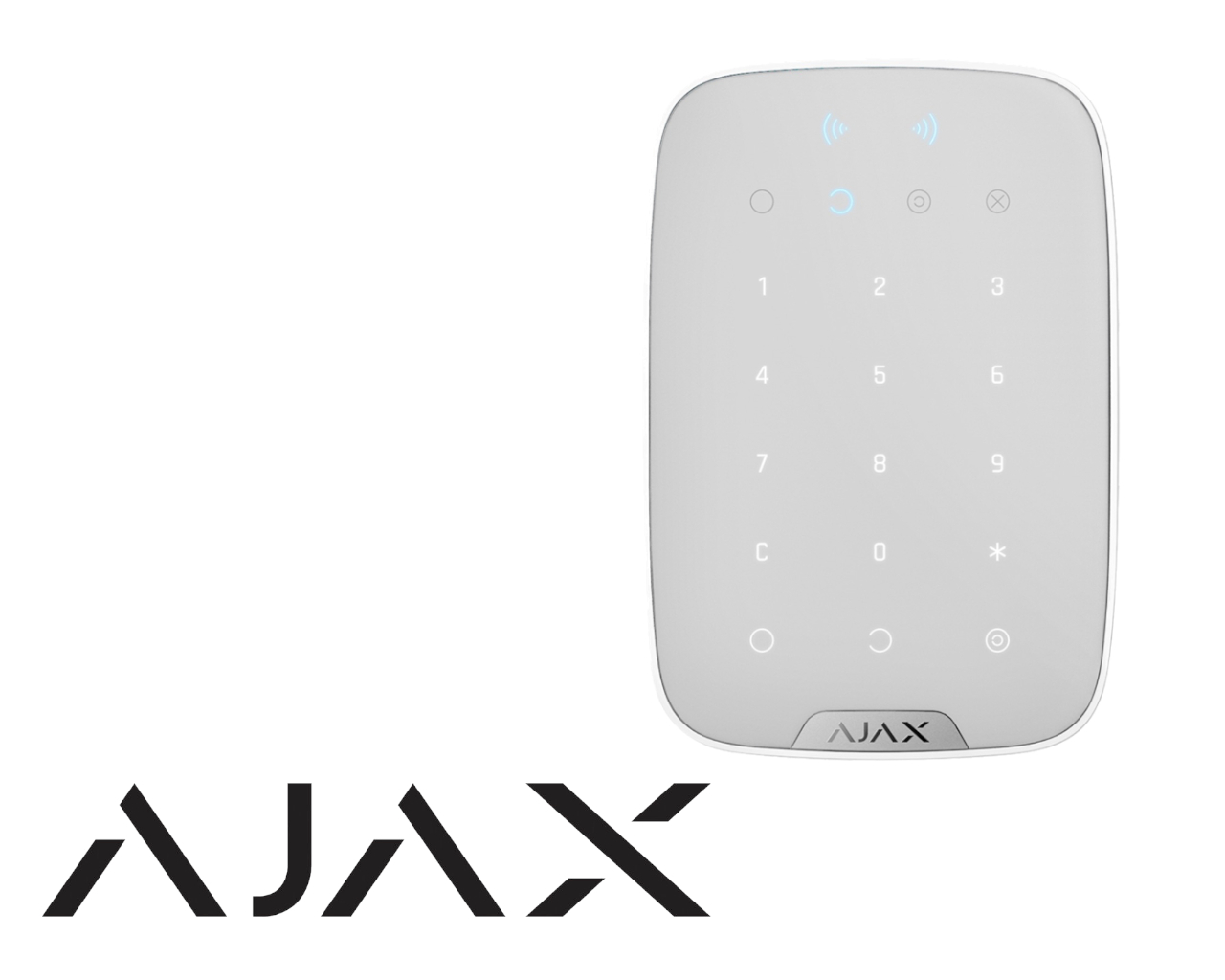 Clavier à code AJAX tactile sans fil avec lecteur de badge, blanc