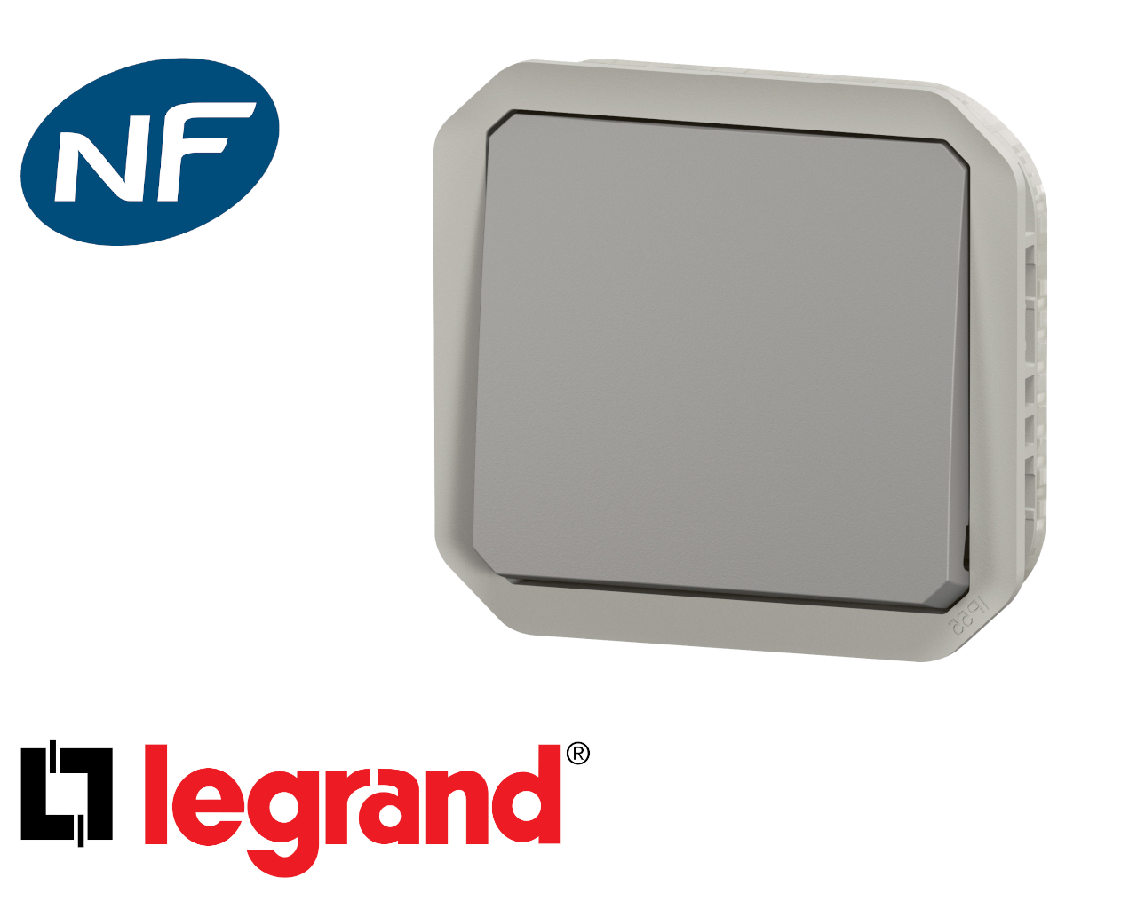 Interrupteur va-et-vient simple Legrand Plexo™ gris composable