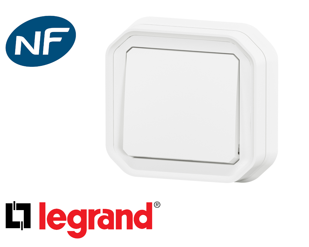 Interrupteur va-et-vient simple Legrand Plexo™ blanc encastrée