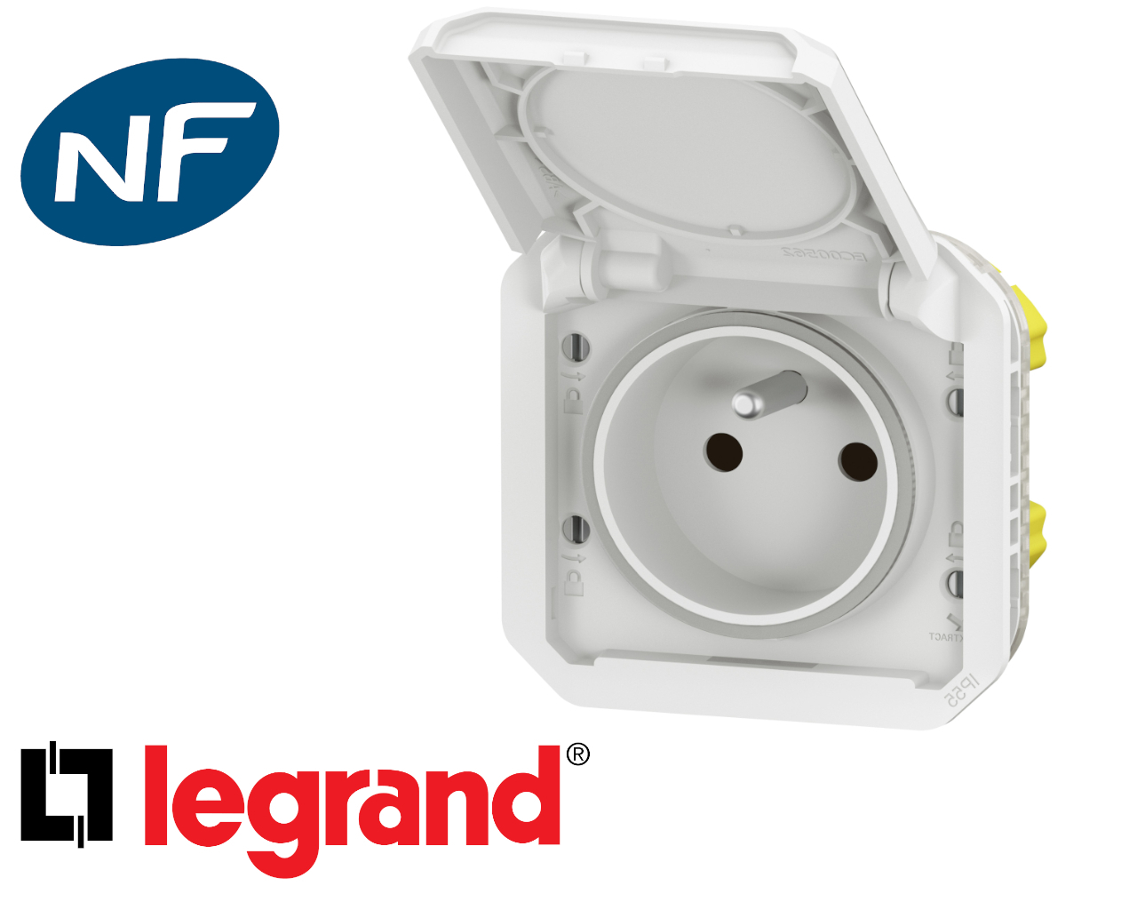 Prise de courant 16A 2P+T Legrand Plexo™ blanche composable