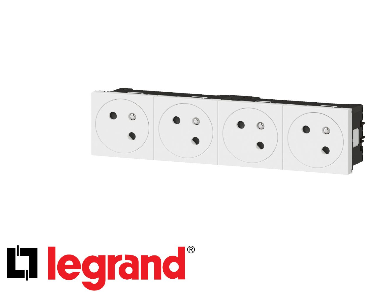 Bloc de prise de courant quadruple 16A 2P+T Legrand Mosaic composable