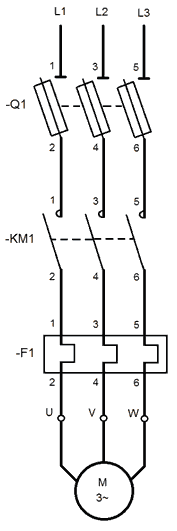 Schéma commande moteur électrique triphasé